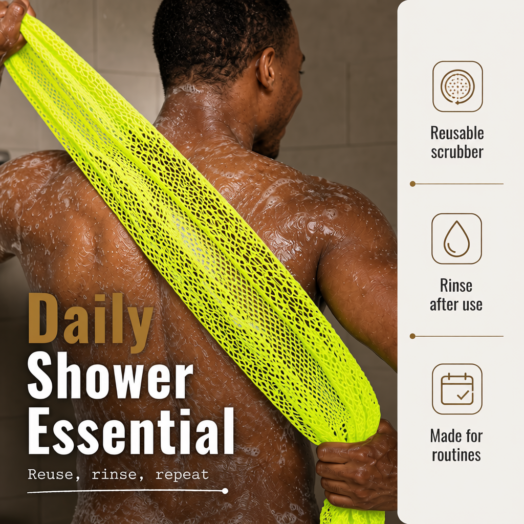 Body Scrubber for Black Men Made in Ghana | 88" Bright Yellow