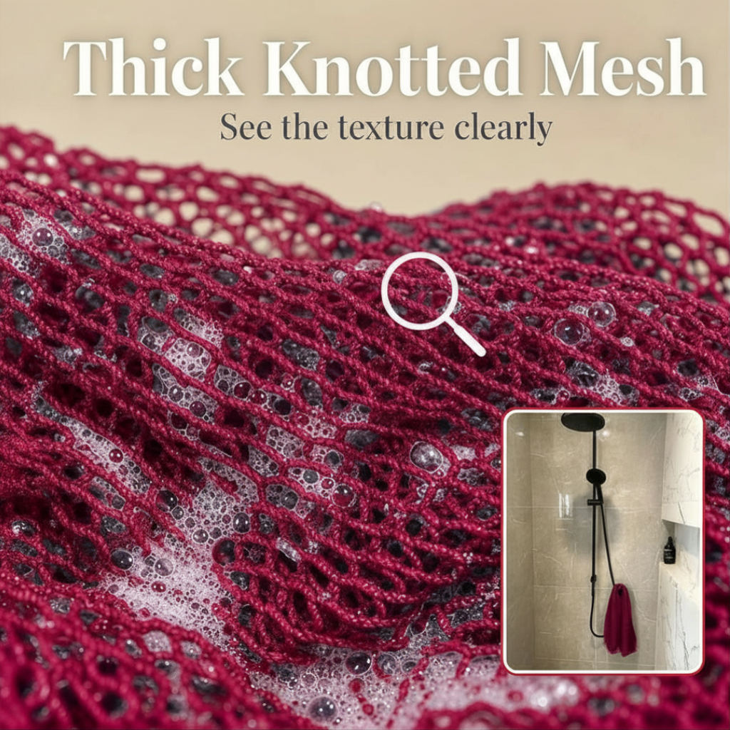 African Net Sponge Authentic Sapo for Black Women Made in Ghana | 44" Berry Pink