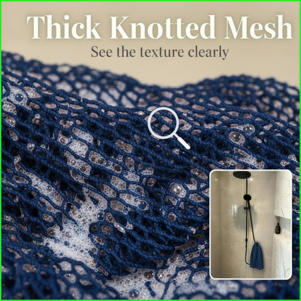 African Net Sponge Authentic Sapo for Black Women Made in Ghana | 44" Deep Sea Blue