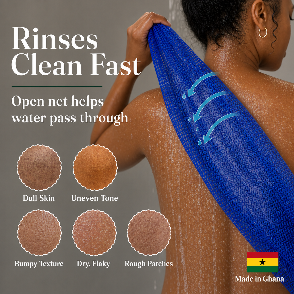 African Net Sponge Authentic Sapo for Black Women Made in Ghana | 44" Royal Blue