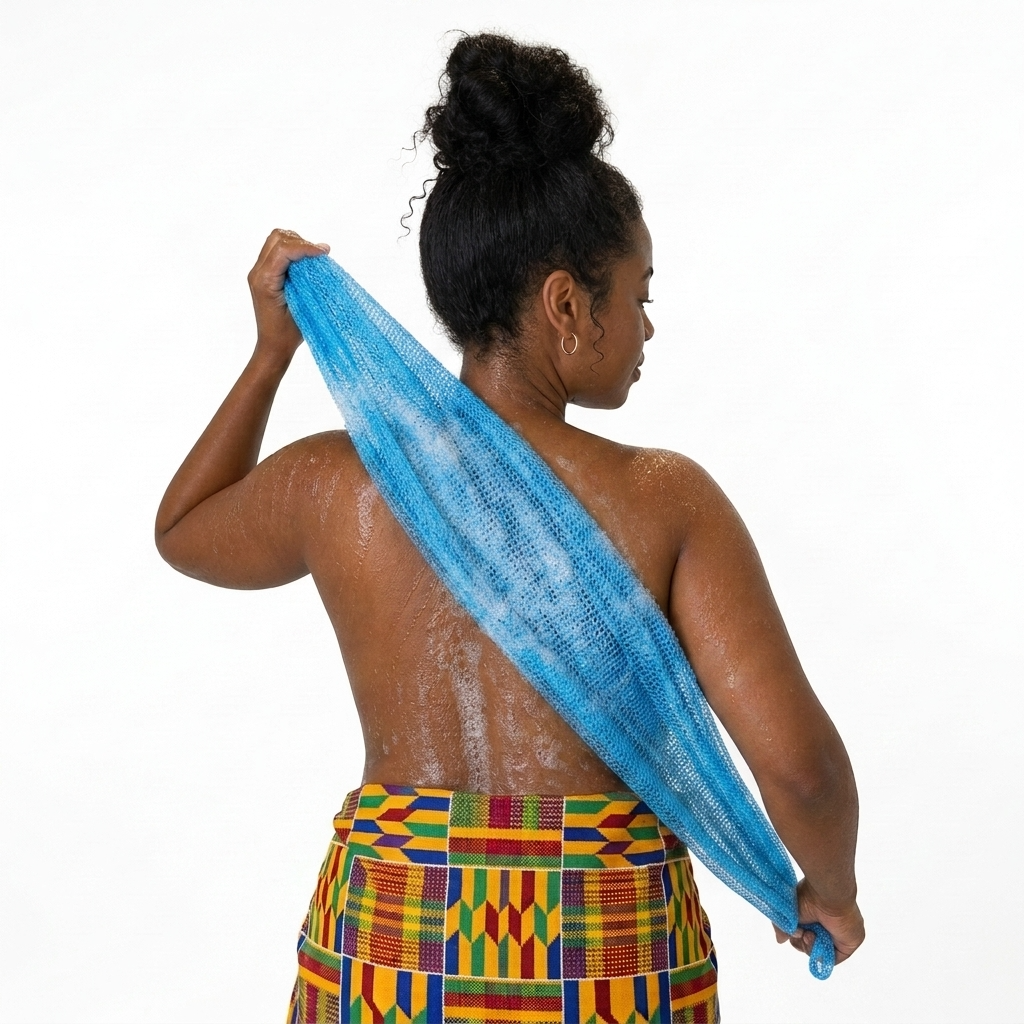 African Net Sponge Authentic Sapo for Black Women Made in Ghana | 44" Sky Blue