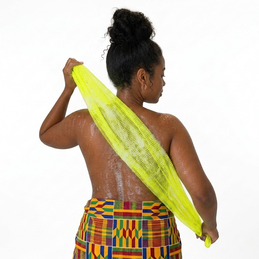 African Net Sponge Authentic Sapo for Black Women Made in Ghana| 44" Bright Yellow
