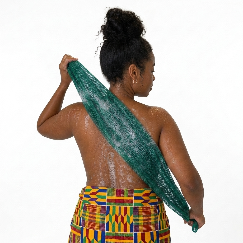 African Net Sponge Authentic Sapo for Black Women Made in Ghana | 44" Emerald Green