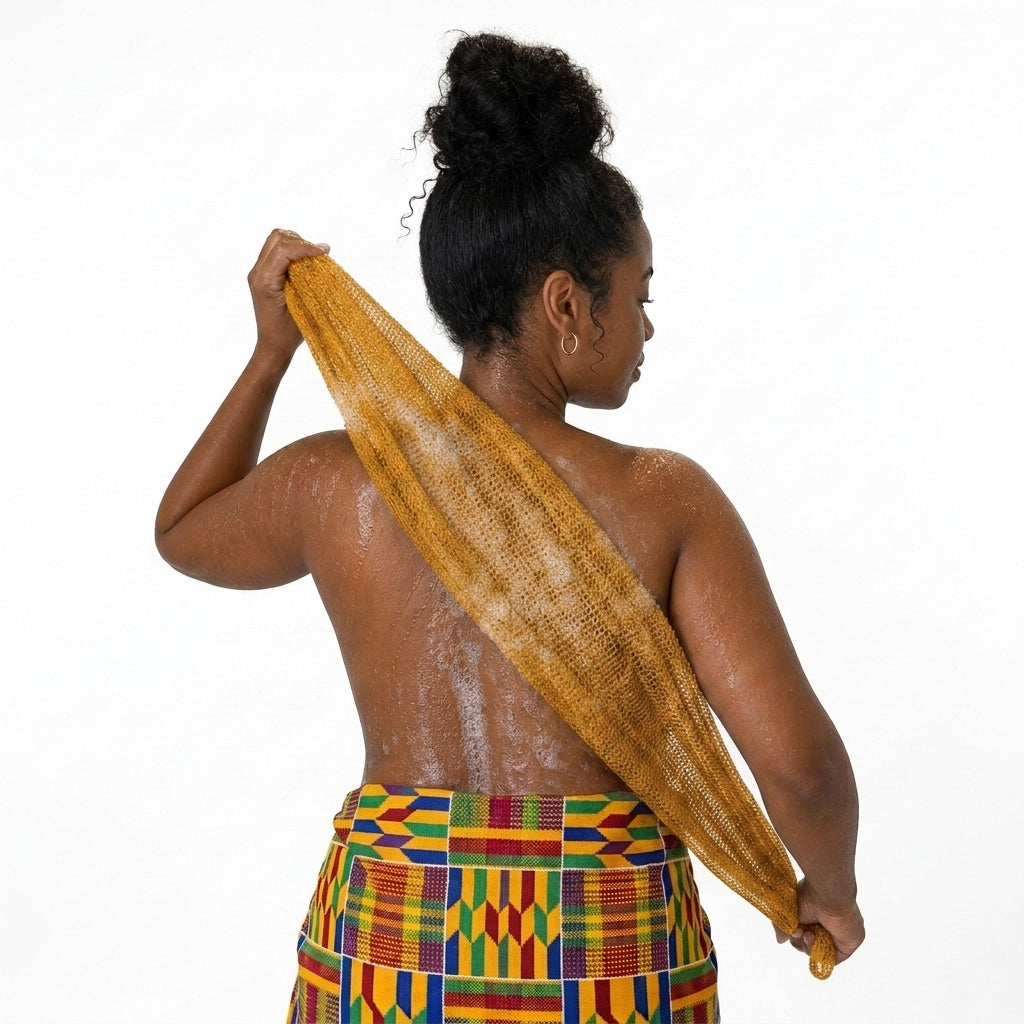 African Net Sponge Authentic Sapo for Black Women Made in Ghana | 44" Pumpkin Orange