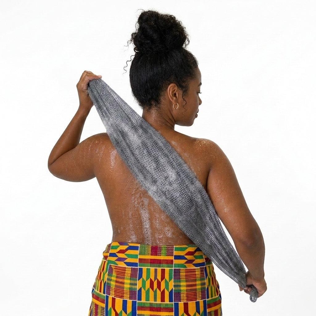 African Net Sponge Authentic Sapo for Black Women Made in Ghana | 44" Gray