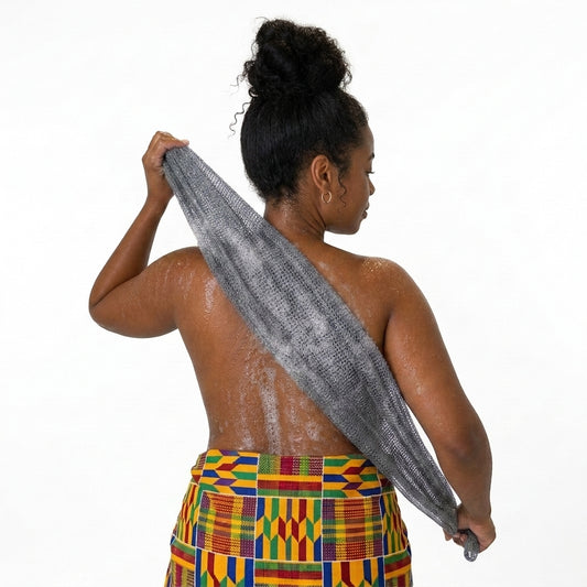 African Net Sponge Authentic Sapo for Black Women Made in Ghana | 44" Gray