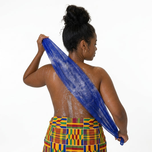 African Net Sponge Authentic Sapo for Black Women Made in Ghana | 44" Royal Blue
