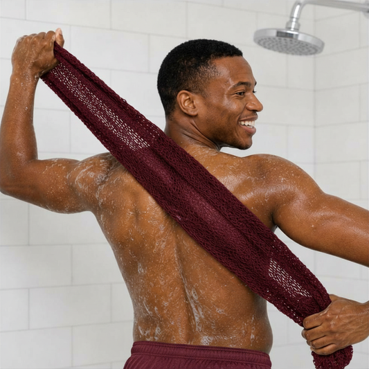 Body Scrubber for Black Men Made in Ghana | 88" Burgundy