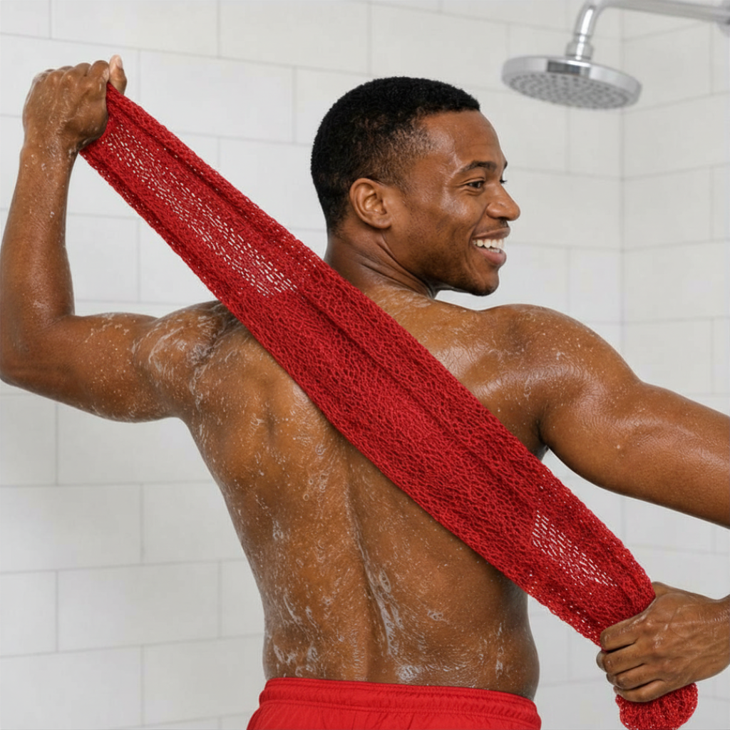Body Scrubber for Black Men Made in Ghana | 88" Chilli Red