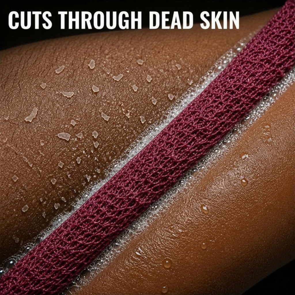 Body Scrubber for Black Men Made in Ghana | 88" Dark Raspberry Pink