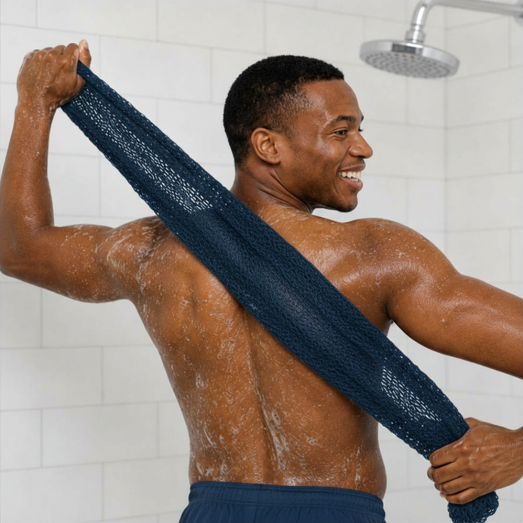 Body Scrubber for Black Men Made in Ghana | 88" Deep Sea Blue