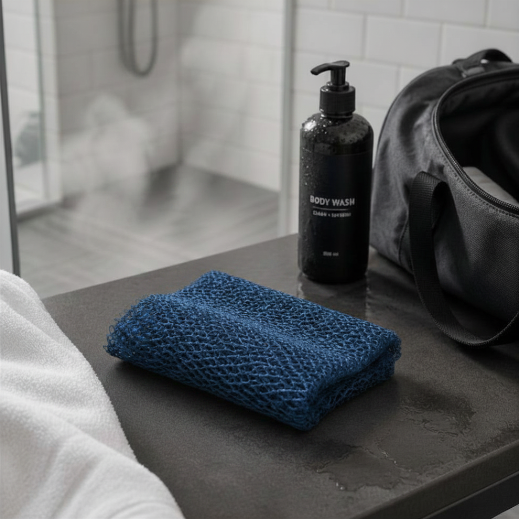 Body Scrubber for Black Men Made in Ghana | 88" Deep Sea Blue