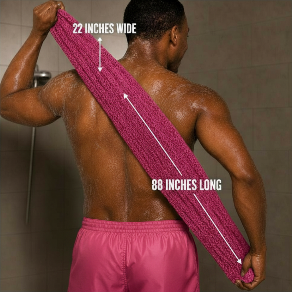 Body Scrubber for Black Men Made in Ghana | 88" Berry Pink