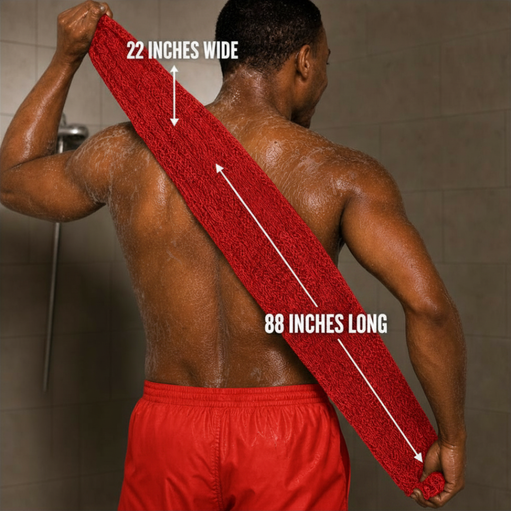 Body Scrubber for Black Men Made in Ghana | 88" Chilli Red