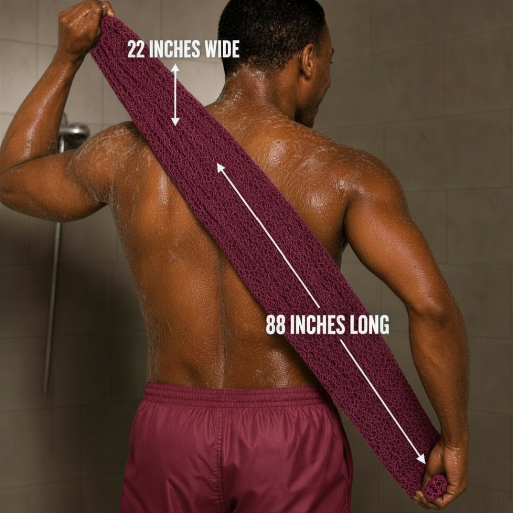 Body Scrubber for Black Men Made in Ghana | 88" Dark Raspberry Pink
