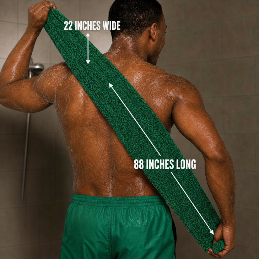 Body Scrubber for Black Men Made in Ghana | 88" Emerald Green