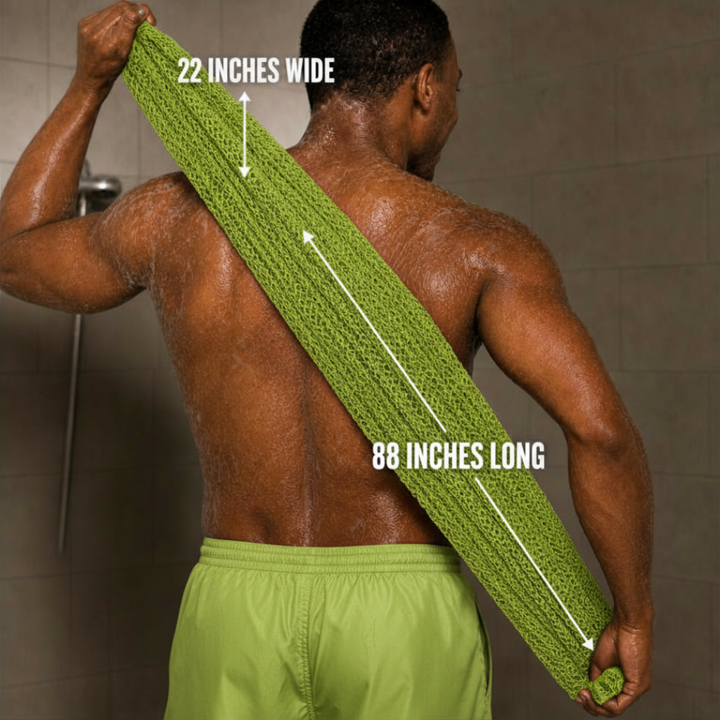 Body Scrubber for Black Men Made in Ghana | 88" Lime Green