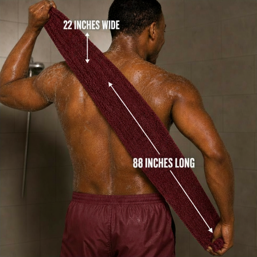 Body Scrubber for Black Men Made in Ghana | 88" Maroon