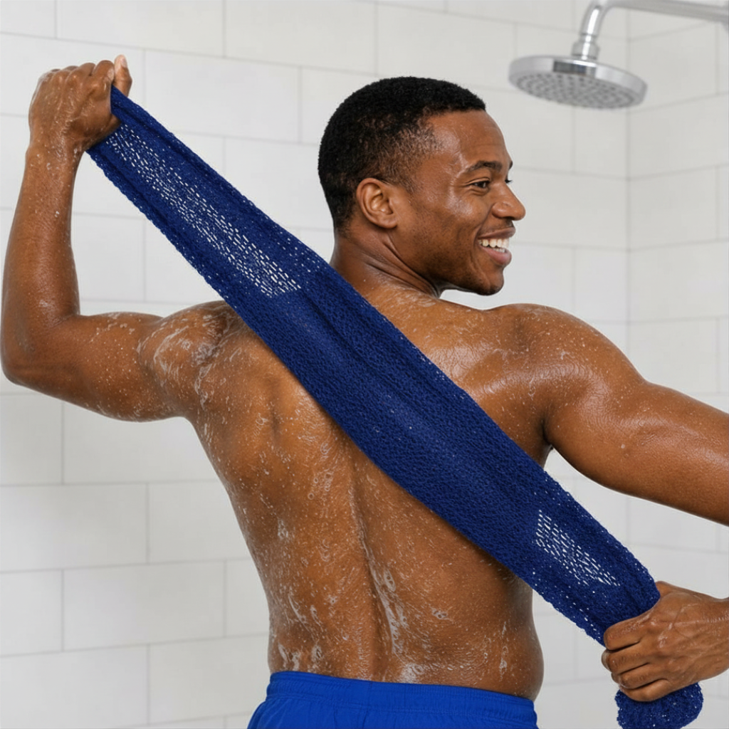 Body Scrubber for Black Men Made in Ghana | 88" Royal Blue