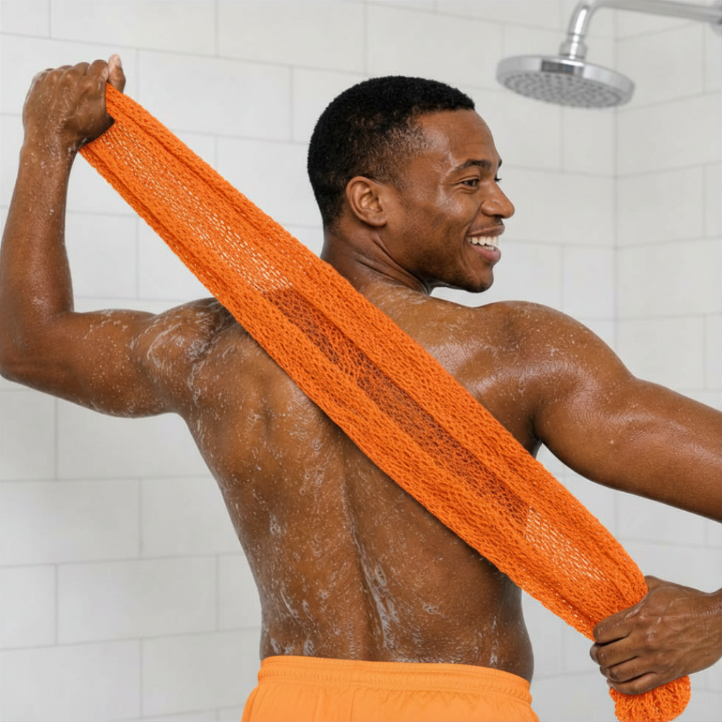 Body Scrubber for Black Men Made in Ghana | 88" Orange