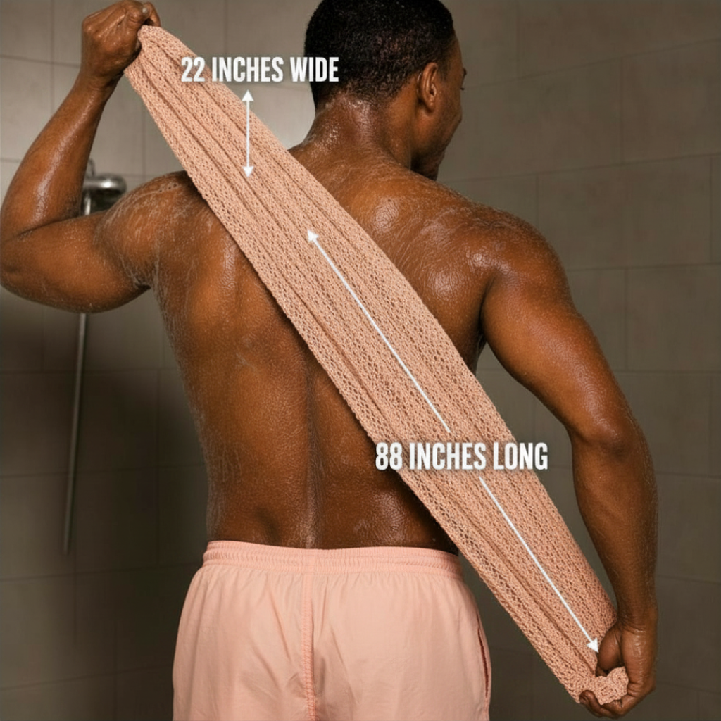 Body Scrubber for Black Men Made in Ghana | 88" Peach Pink