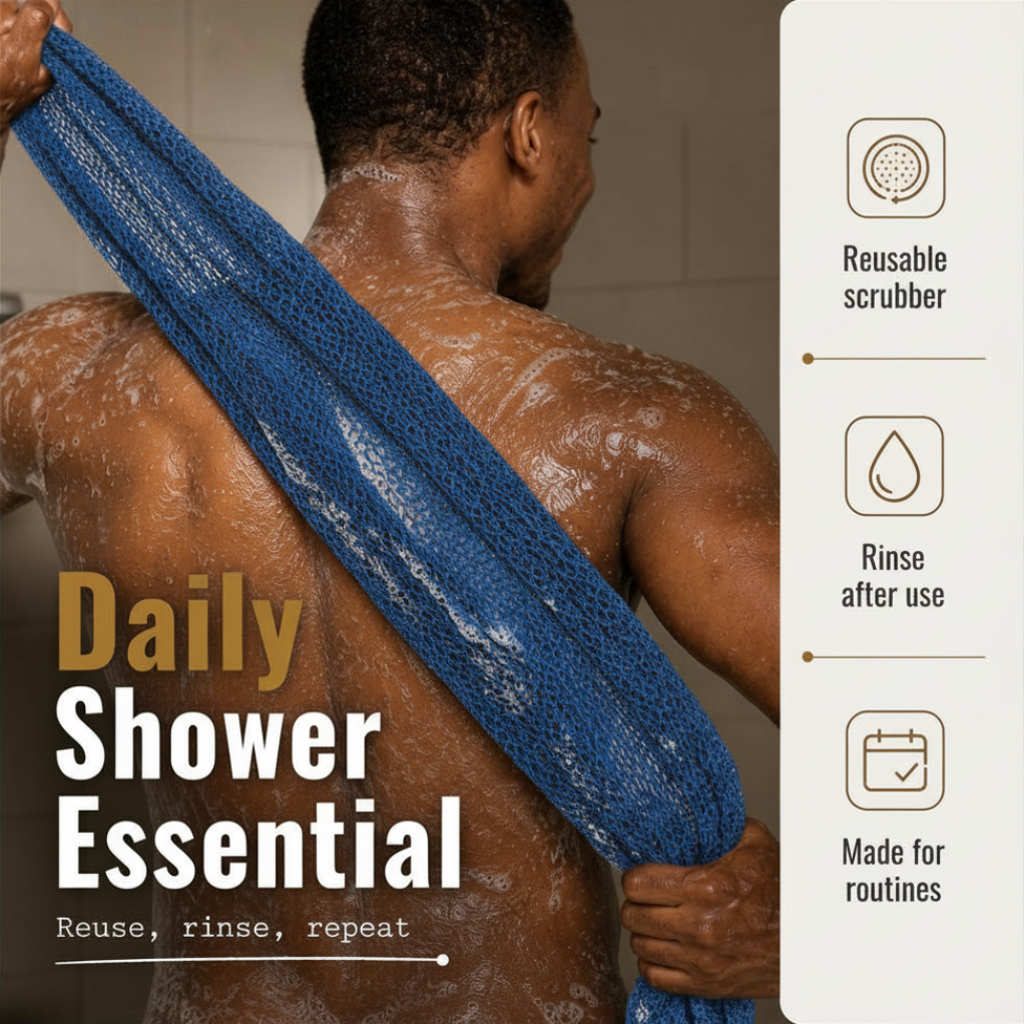 Body Scrubber for Black Men Made in Ghana | 88" Blue