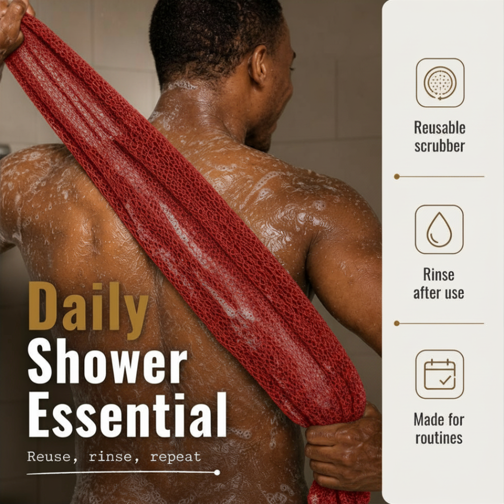 Body Scrubber for Black Men Made in Ghana | 88" Chilli Red