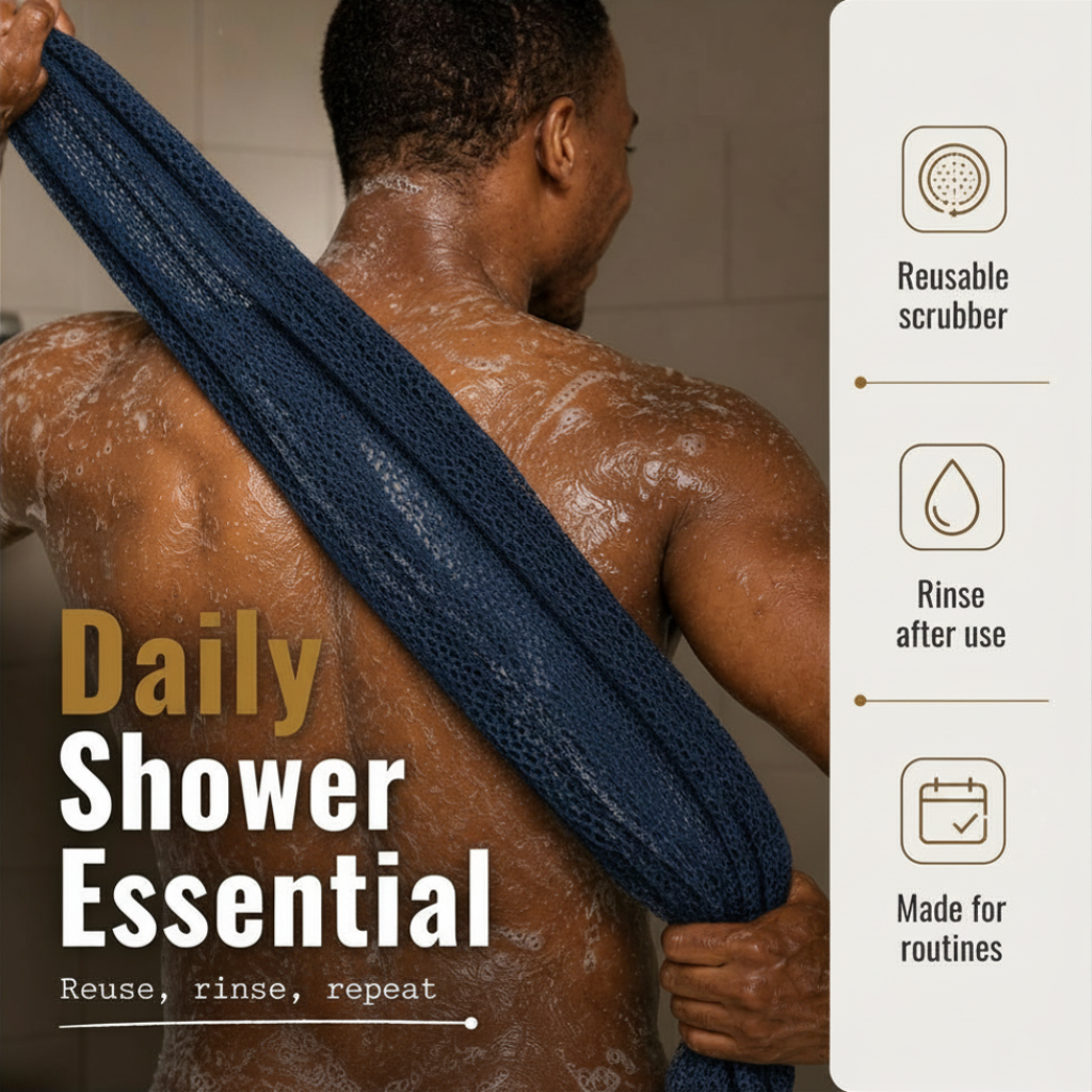 Body Scrubber for Black Men Made in Ghana | 88" Deep Sea Blue