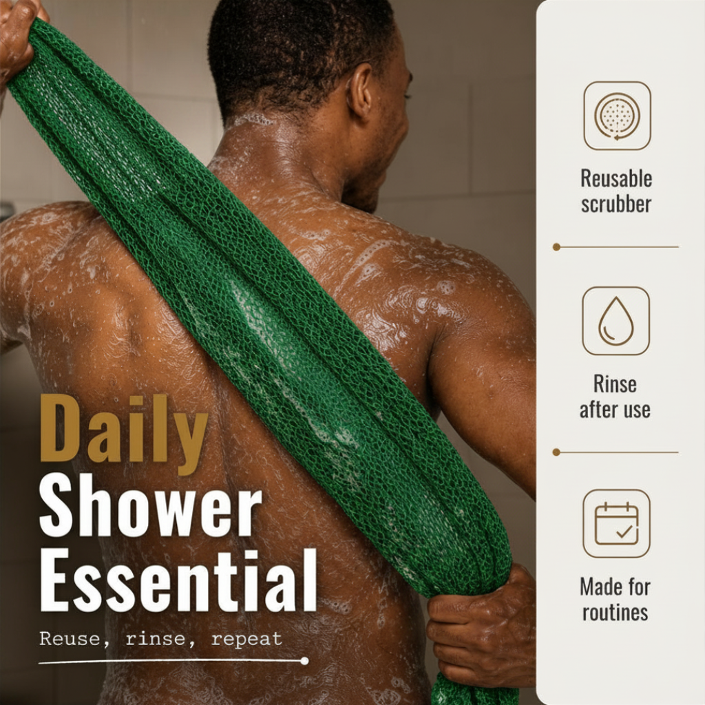Body Scrubber for Black Men Made in Ghana | 88" Emerald Green