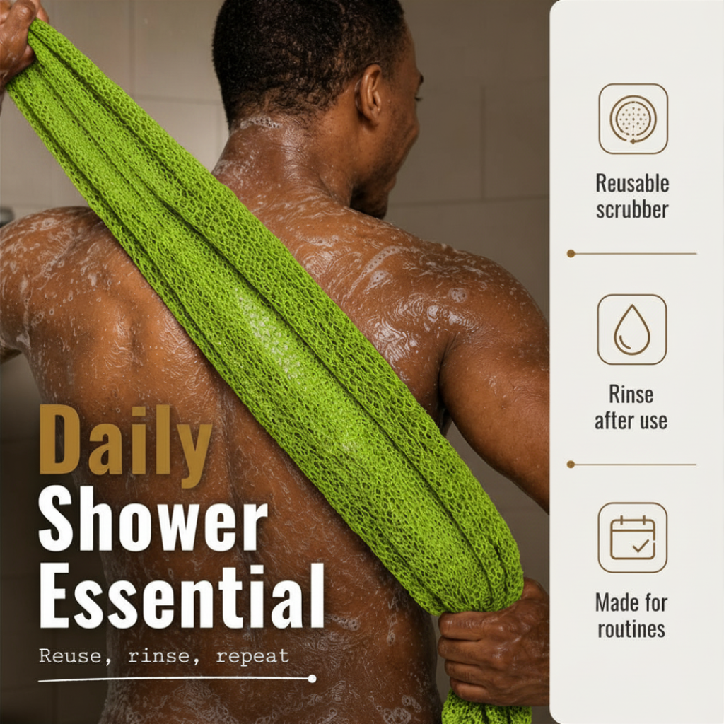 Body Scrubber for Black Men Made in Ghana | 88" Lime Green