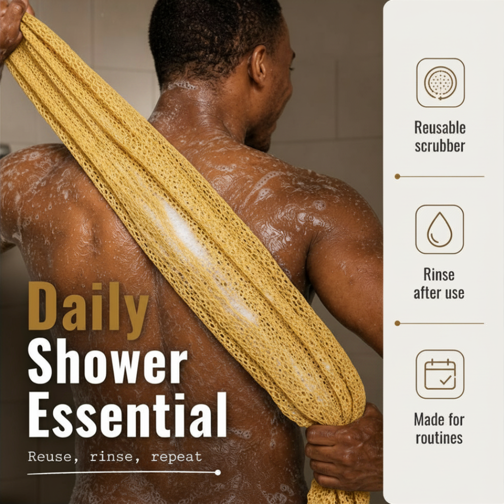 Body Scrubber for Black Men Made in Ghana | 88" Peach Orange