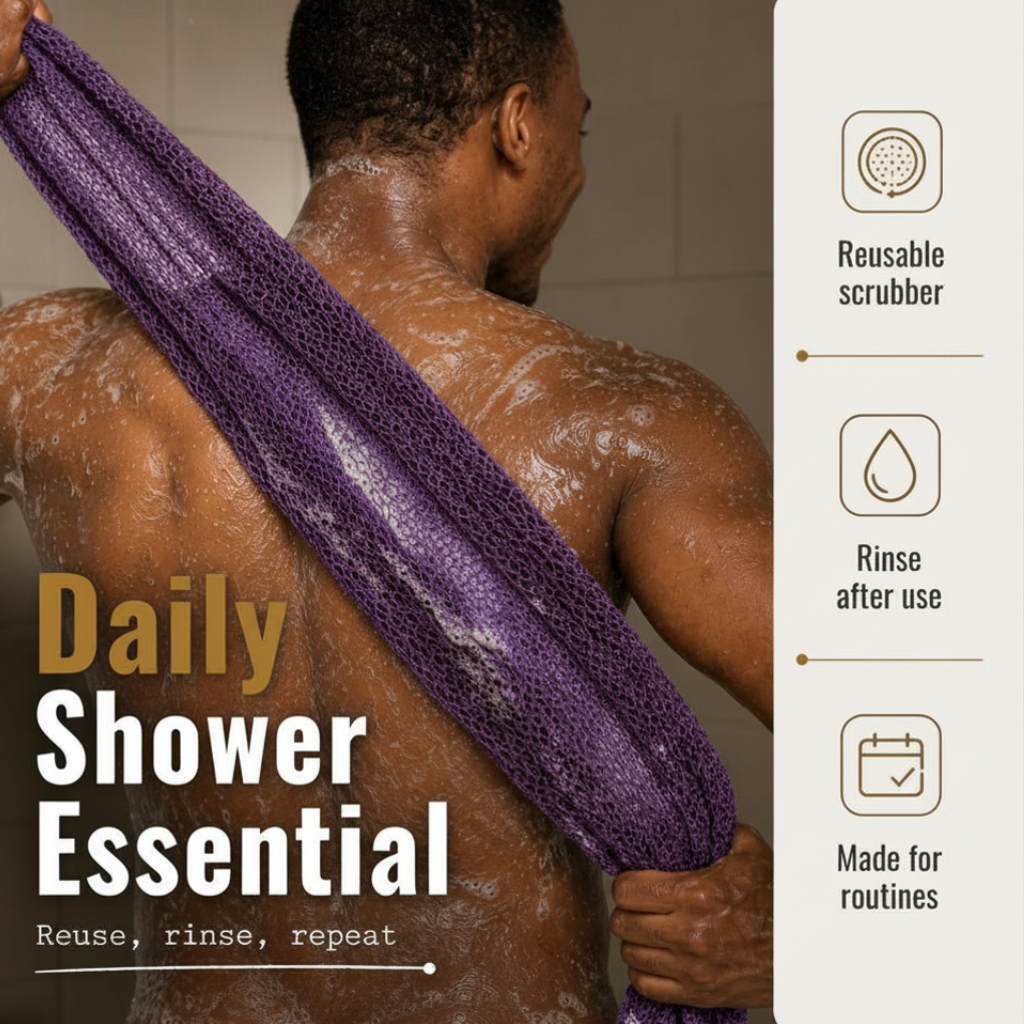 Body Scrubber for Black Men Made in Ghana | 88" Purple