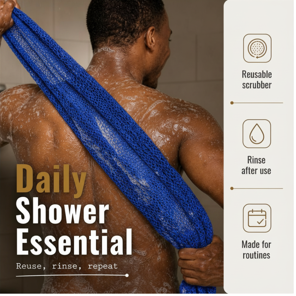 Body Scrubber for Black Men Made in Ghana | 88" Royal Blue