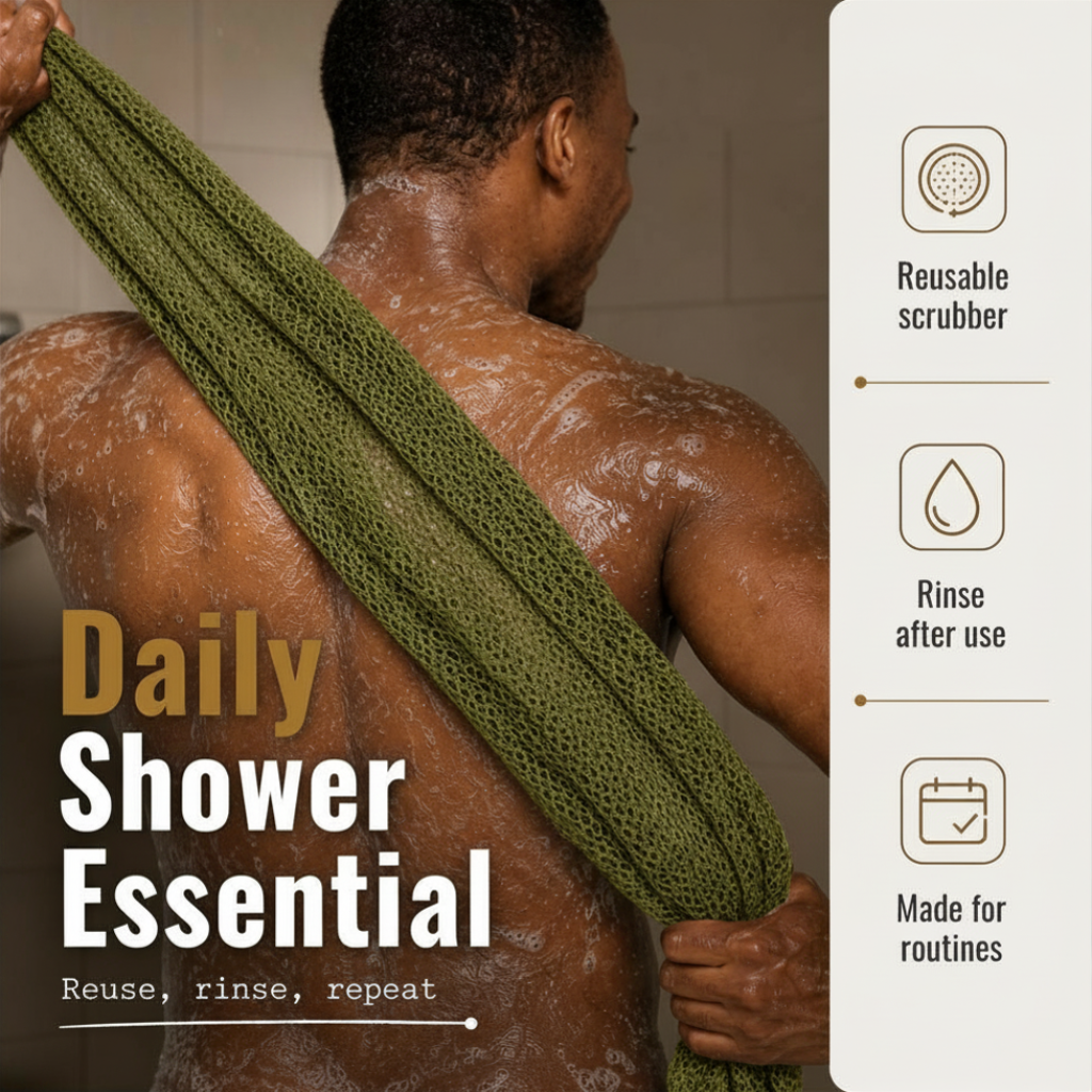 Body Scrubber for Black Men Made in Ghana | 88" Safari Green