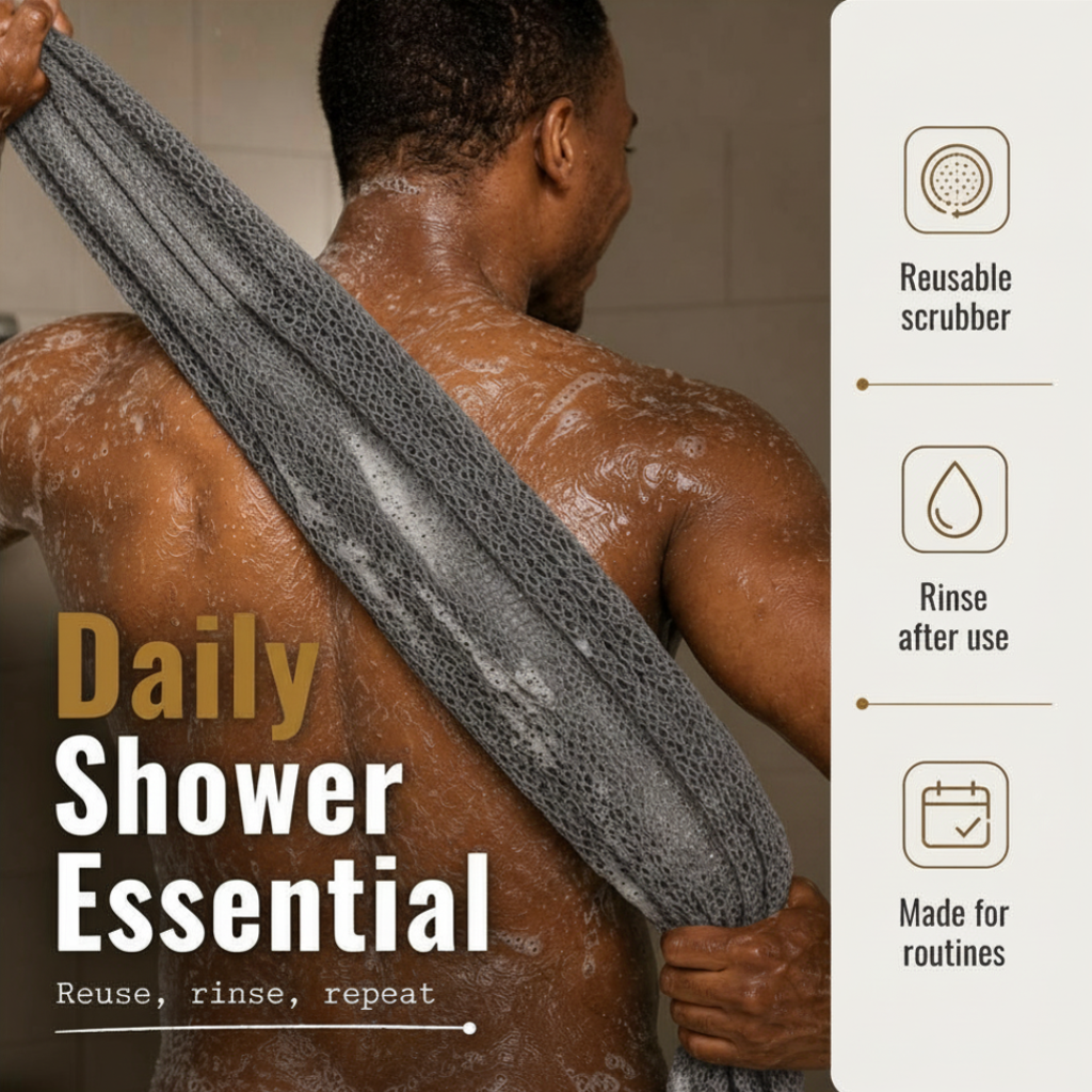 Body Scrubber for Black Men Made in Ghana | 88" Gray