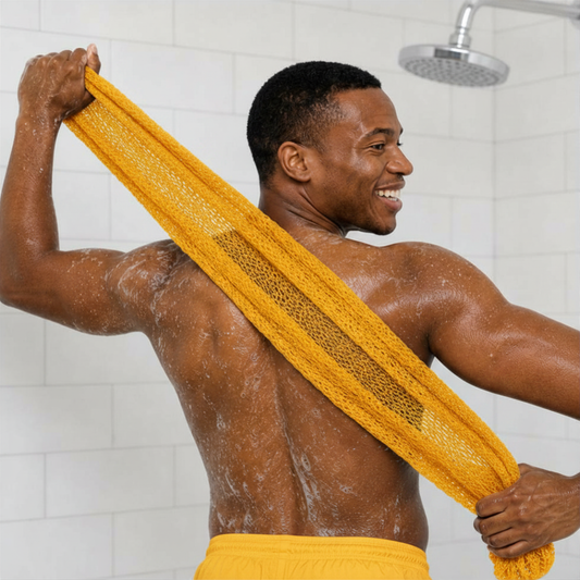 Body Scrubber for Black Men Made in Ghana | 88" Pumpkin Orange