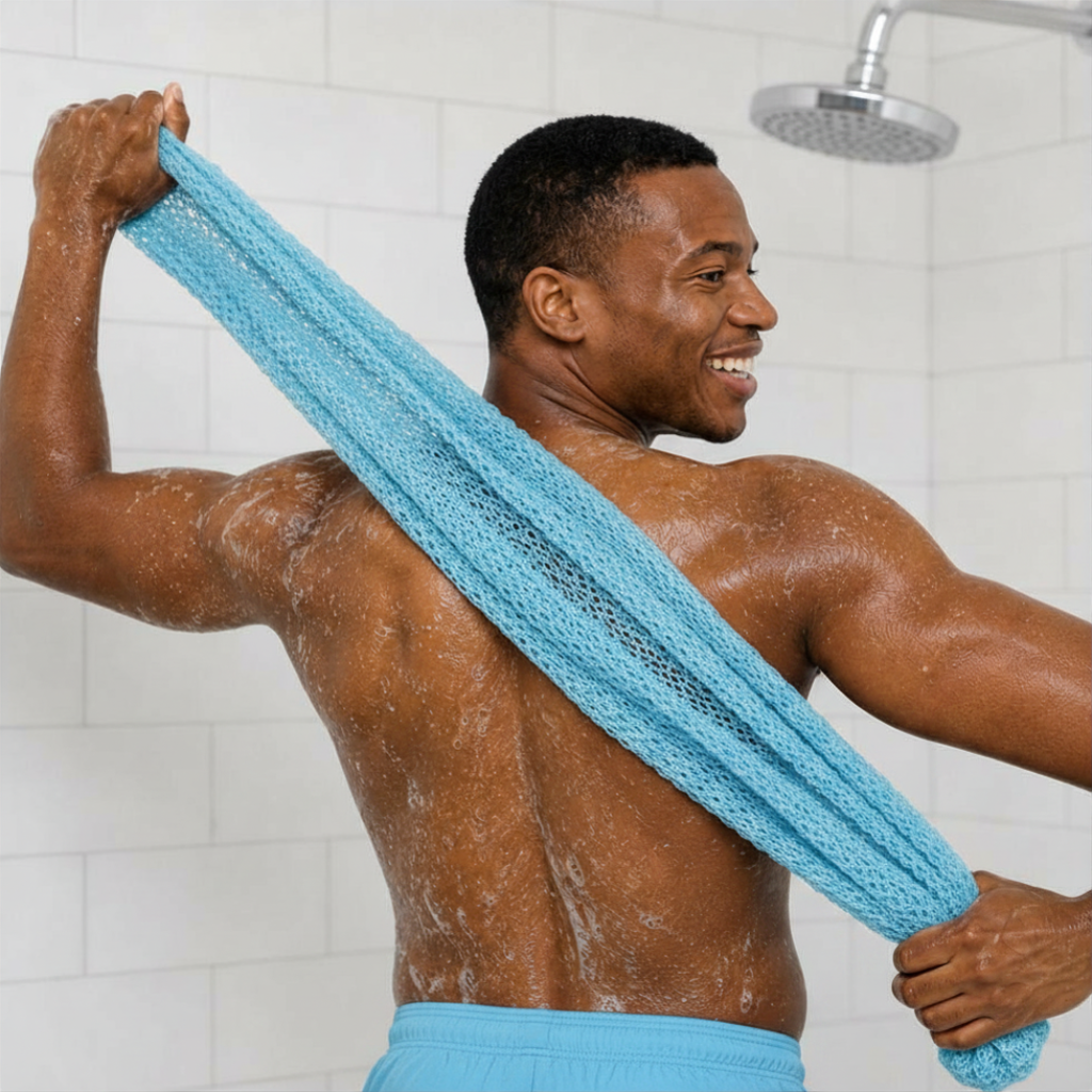 Body Scrubber for Black Men Made in Ghana | 88" Sky Blue