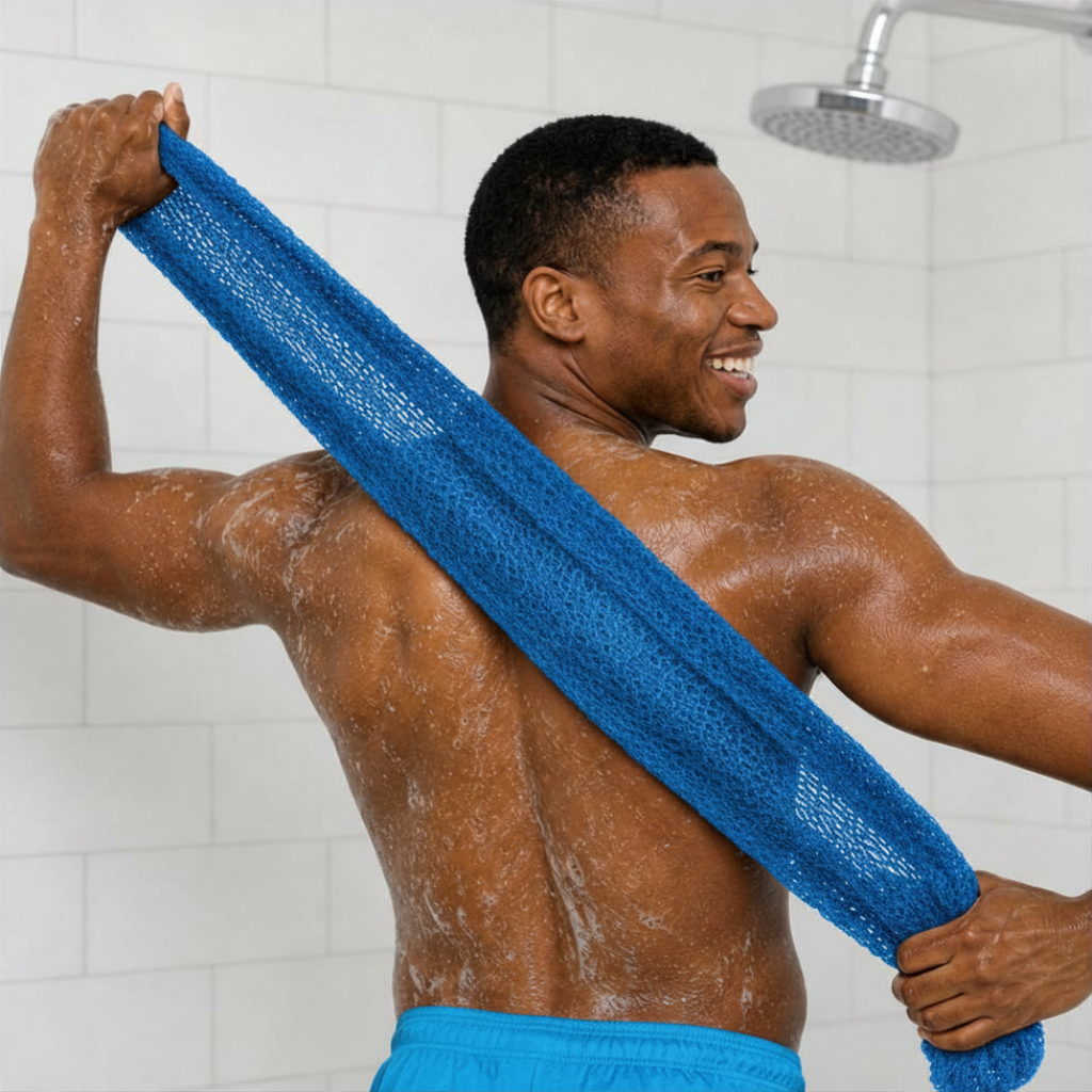 Body Scrubber for Black Men Made in Ghana | 88" Blue