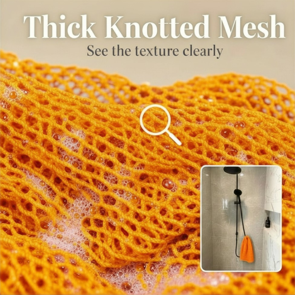 African Net Sponge Authentic Sapo for Black Women Made in Ghana | 44" Neon Orange