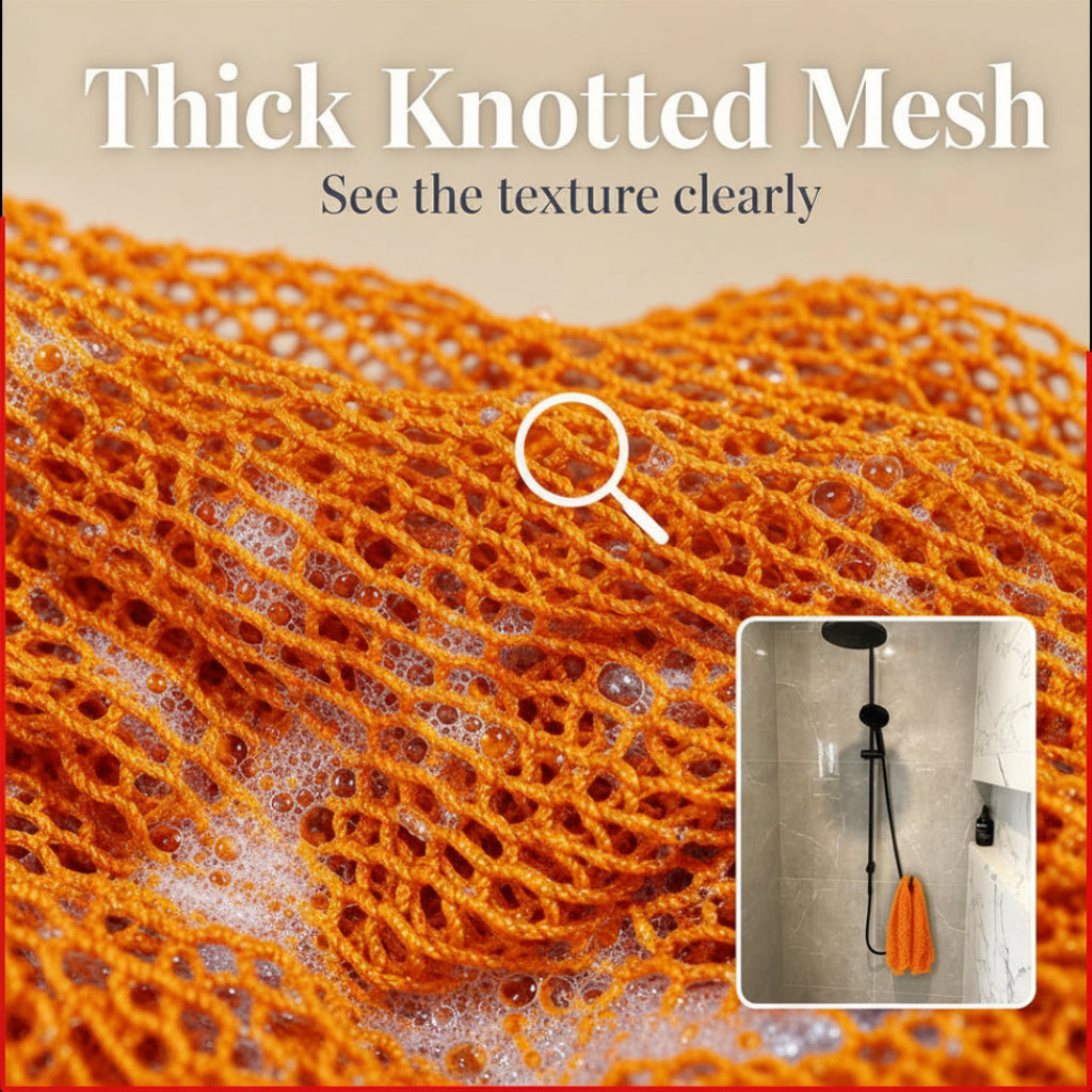 African Net Sponge Authentic Sapo for Black Women Made in Ghana | 44" Orange