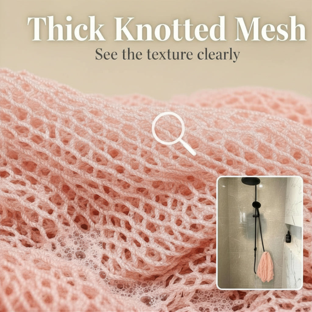 African Net Sponge Authentic Sapo for Black Women Made in Ghana | 44" Peach Pink