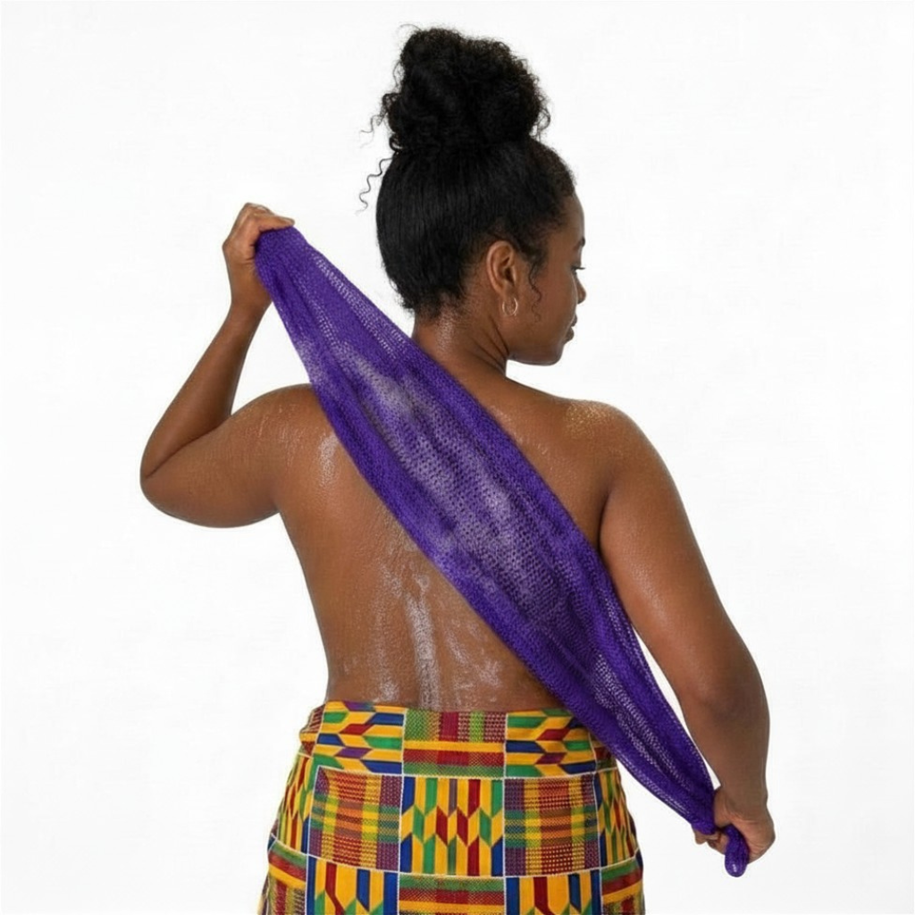 African Net Sponge Authentic Sapo for Black Women Made in Ghana| 44" Purple