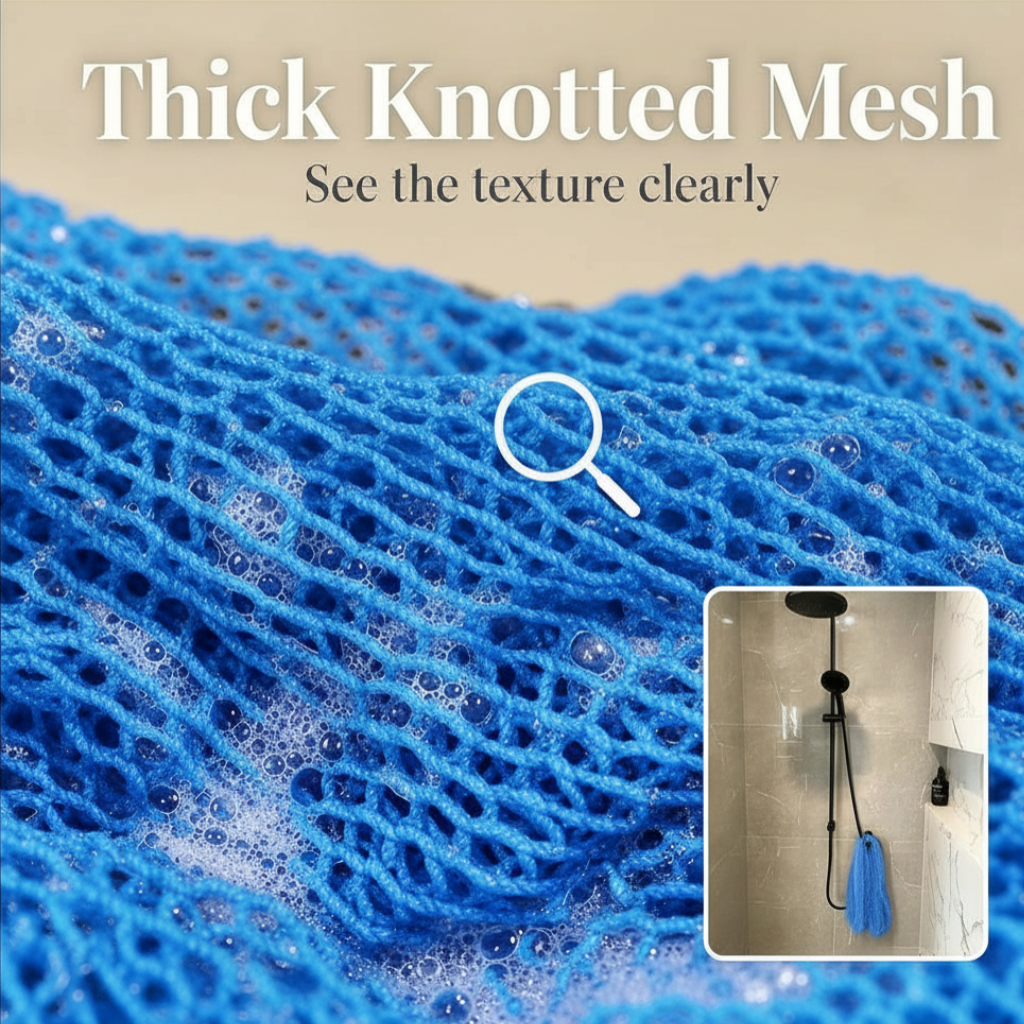 African Net Sponge Authentic Sapo for Black Women Made in Ghana | 44" Sky Blue